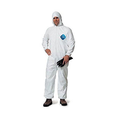 DuPont TY127S Disposable Elastic Wrist, Ankle & Hood White Tyvek Coverall Suit 1428, Size XXLarge, Sold by the Each