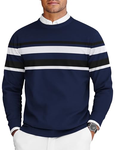 COOFANDY Mens Crew Neck Lightweight Knit Sweater