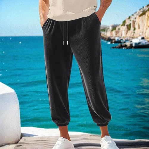 Corduroy Jogger Pants Men - Men's Drawstring Elastic Waist Fashion Tapered Streetwear Joggers Casual with Pockets2