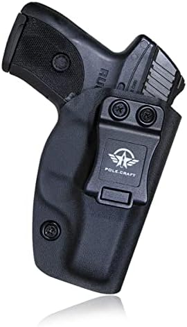 Gun Holster, Ruger LC9 Holster, Kydex IWB Holster Custom Fit: Ruger LC9 / LC9S / Ruger LC380 / Ruger EC9S Pistol - Inside Waistband Concealed Carry - Cover Mag-Button - Pouch (Black, Right)