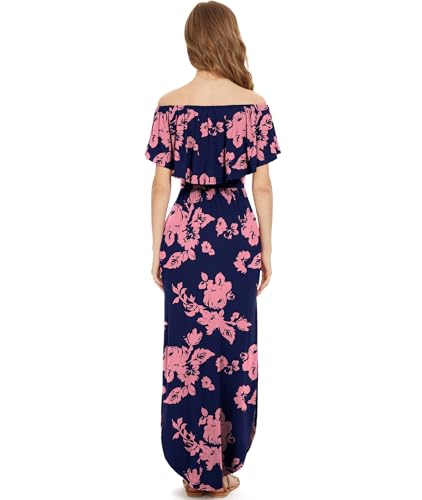 Image of LILBETTER Womens Off The Shoulder Ruffle Party Dresses Side Split Beach Maxi Dress