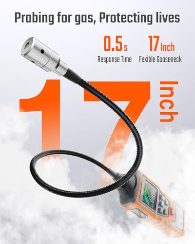 Rechargeable Gas Leak Detector, PT520B+ Natural Gas Leak Detector with a 17-inch Probe to Situate Gas Leaks for Propane, Natural Gas, Methane, LPG in RV or Home, Measuring PPM or%LEL - Orange - Image 5