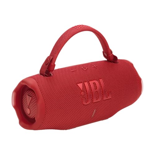 Image of JBL Charge 6 - Portable Waterproof & Drop-Proof Bluetooth Speaker, Bold Pro Sound with AI Sound Boost, 28Hrs of Playtime, Built-in powerbank & Removable Carrying Strap (RED) (Renewed)