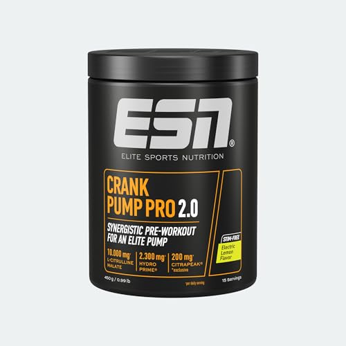 ESN Crank Pump Pro 2.0 Electric Lemon 450 g Pre Workout Booster - made in Germany