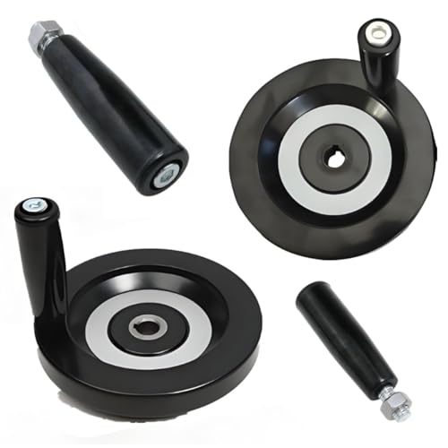 Image of yukata 2 Pack M10 Revolving Crank Handles for Boat Winch and Trailer Jack | 63 mm Bakelite Grip; Free-Spinning Rotation; Metal Threaded Shaft; 2 Nuts Included; for Handwheels and Machinery