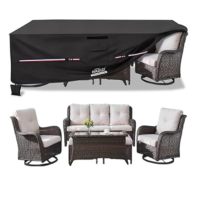 Hadisi Patio Furniture Covers,Outdoor Furniture Cover Waterproof,600D Rectangular Patio Heavy Duty Table Cover,Outdoor Dining Table and Chair General Purpose Furniture Covers 88"L x 62"W x 28"H-Black
