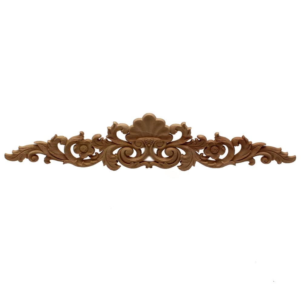 Sculpture décalcomanies en bois naturel Youther au motif floral noble