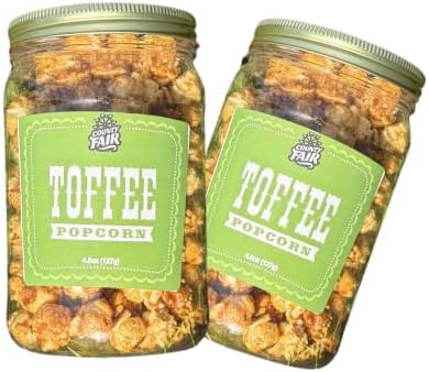 McJak - Buttery Toffee Caramel Corn Popcorn Mason Jar, Delicious Buttery Gourmet Popcorn in a Sturdy Giftable & Reusable Mason Jar, Sweet Snacks & Treats for All, Set of 2 (4.5 oz Each)