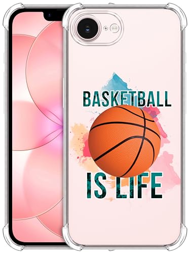 Coque iPhone 16e antichoc transparente en TPU à motif basket GlamCase