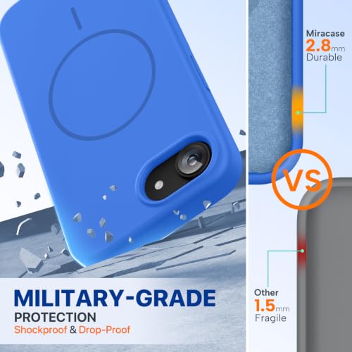 Image of Miracase Magnetic for iPhone 17e Case & iPhone 16e Case, [Soft Anti-Scratch Microfiber Lining], Compatible with MagSafe, Silicone Shockproof Protection Phone Case for iPhone 17e /16e, Blue