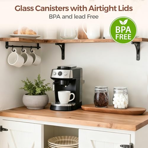 Image of ComSaf Glass Mason Jars with Airtight Lids 25oz 6 Pack Pickling Pantry | BPA-free food-grade glass, wire clamp seal, vegetable Canning, wide mouth, jam & beans, chia pudding & oats, salad