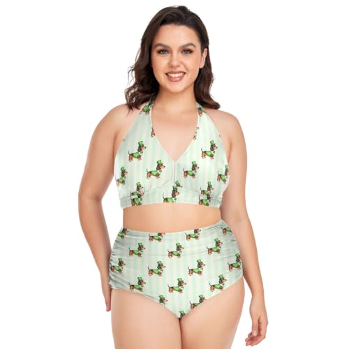 Maillot de bain teckel taille haute chic et finitions premium pour la Saint-Patrick