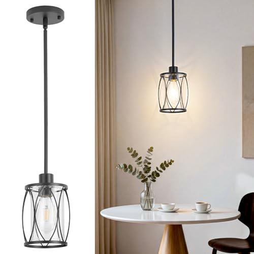 Image of Glass Pendant Lights Kitchen Island Black, 1 Pack
