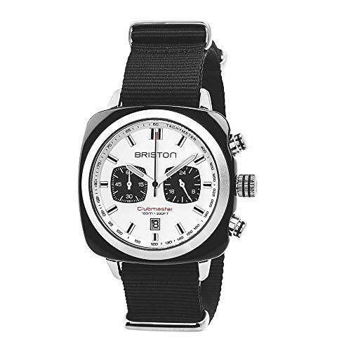 BRISTON - Clubmaster Sport Acetate - Chronograph Black White Dial, White, Strap