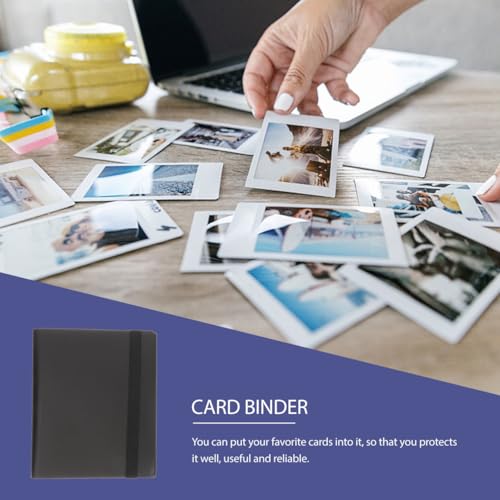 Image of Ciieeo Sports Card Binder Album with Elastic Strap 160 Capacity Card Holder for Collectible Gaming and Sports Cards Storage Portable Black Organizer