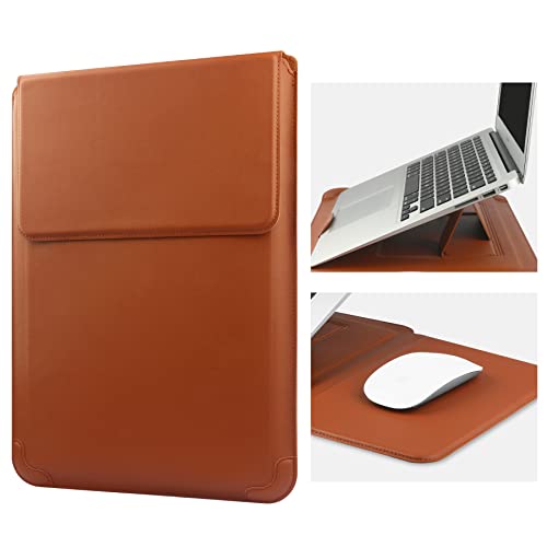 HoYiXi 14 Inch Laptop Sleeve Case Leather Bag with Stand Compatible with Mac Book Pro 14 2021/ASUS...