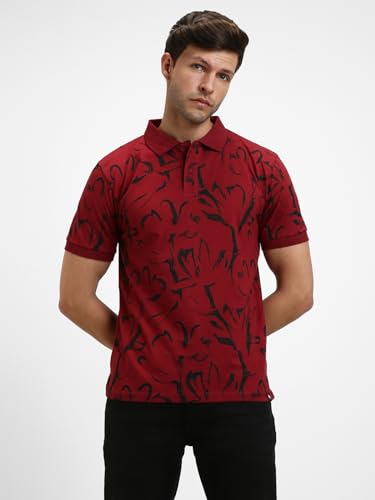 Image of Dennis Lingo Men's Cotton Printed Slim Fit Button-Down Short Sleeve Polo Tshirt