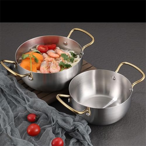 NEIQIUWING Casserole à ramen en acier inoxydable avec anses pour soupe, pâtes et pâtes – Empilable, convient pour cuisinière à gaz, 24,5 à 31,5 cm