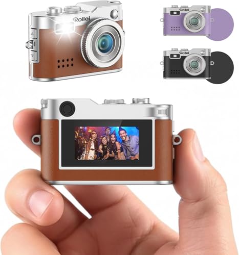 Rollei Mini Digital Camera Vintage Brown 1080P Fhd Small Retro Digital Camera With 0.96 Inch Colour Screen 2Mp Thumb Camera With Flash & Recording