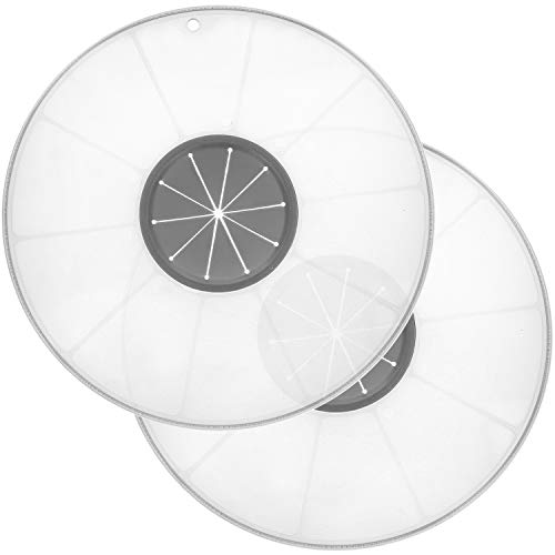 com-four® 2x Coperchio paraspruzzi universale per mescolare le ciotole - ideale per cuocere e frullare - previene gli schizzi in cucina (02 pezzi - Ø 30 cm grigio)