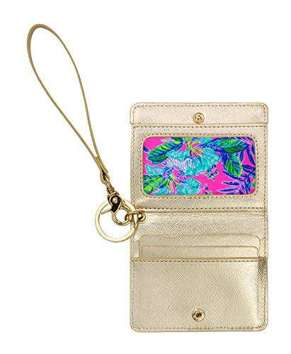 Lilly Pulitzer Snap Id Card Case, Cute Keychain Wallet, Slim Credit Card Holder With Wristlet Strap (Lil Earned Stripes) #TOP1