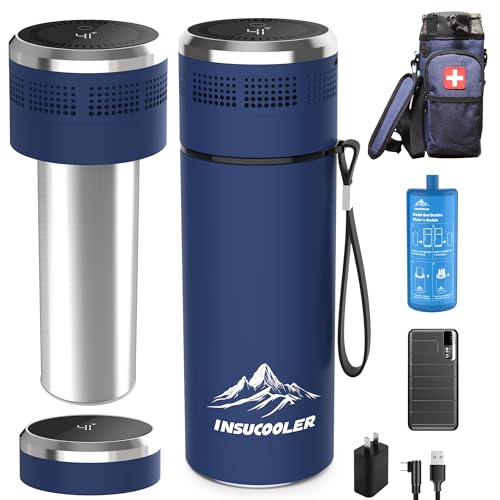 INSUCOOLER Funda de viaje con enfriador de insulina, USB tipo C (control automático de 1,7 a 7,8 °C), batería externa de 20.000 mAh y kit de carga, aprobado por TSA, pantalla