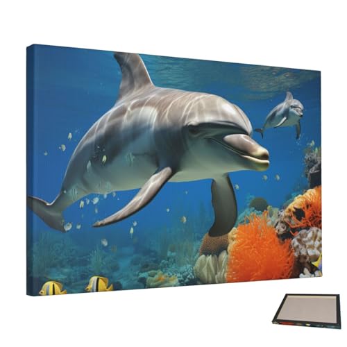 Peinture dauphins bleus pour transformer un mur vide en espace moderne