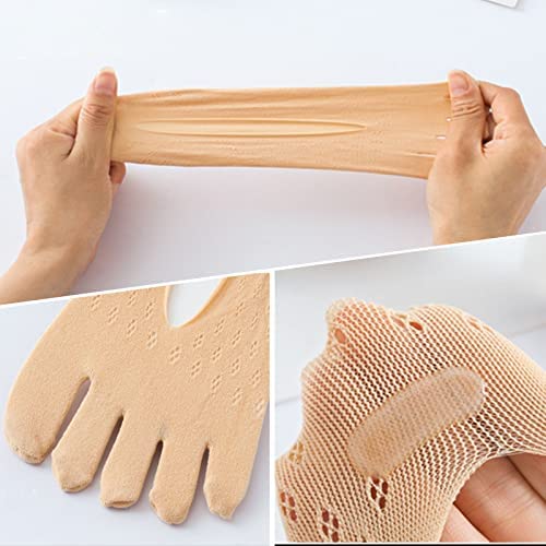 Mijnid Women Orthopedic Compression Toe Socks, Sock Align Toe Socks For Bunion, Full Toe Yoga Sock, Invisible Boat Socks (5*Beige) #TOP2