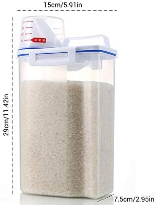Miniatura 7 de Zerodis 2 recipientes de cereales, recipientes de almacenamiento herméticos de plástico con boquilla de vertido y taza medidora para harina de