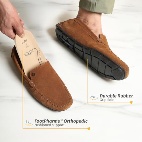Image of YOHO Loafers for Men | Leather Slip-On Loafers | Stylish, Flexible Shoes with Footpharma Footbed | Comfortable Party, Office & Casual Footwear | Lofos 001