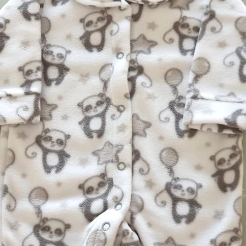 Macacão Estampado de Soft Quentinho, Fofo e Confortável (Branco Pandinha Balão, P)