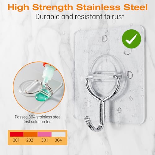 image for YSJNUS Adhesive Wall Hooks for Hanging Heavy Duty 33lb(Max), Waterproo