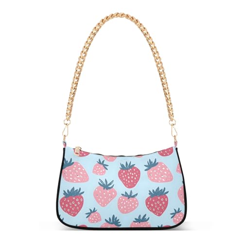 Clutch Shoulder Bags Tote Evening Purse Handbags for Women Strawberry Designs Hobo Bags with Zipper Closure
