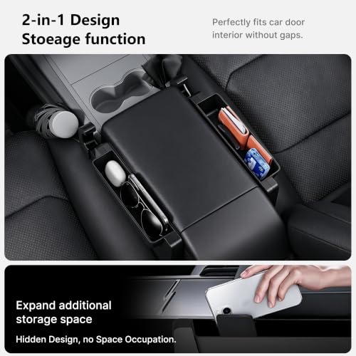 Guaiblue 2-in-1 Car Steering Wheel Desk Tray & Seat Gap Filler Organizer, Foldable Car Laptop Table with Adjustable Hooks, Fits Most Steering Wheels, Carbon Fiber Look — view 3