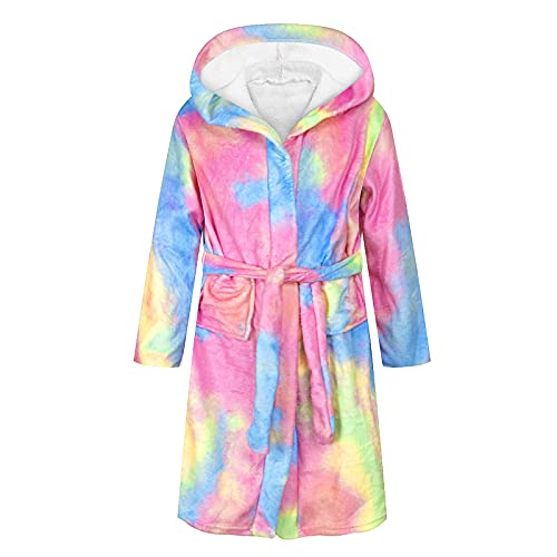 Teen Bathrobe Sleepwear Girls Towel Flannel Soft Kids Fleece Boys Warm Robe Baby Girl Footed Romper (Pink, 10-12 Years) #TOP11