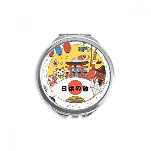 Miroir culturel japonais rond portable pour retouches maquillage au bureau ou voyage