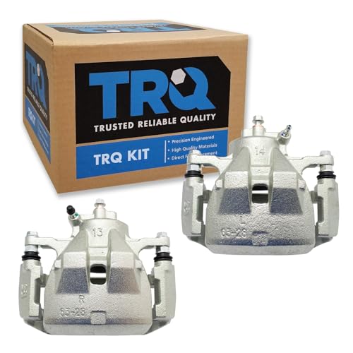 Image of TRQ Front Brake Caliper Set Zinc Coated Brackets Hardware Compatible with 2012-2018 Toyota Avalon 2012-2017 Camry 2016-2018 Lexus ES350
