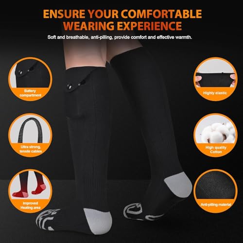 Heated Socks for Men Women, 2025-5v Solution for Cold Toes 5000 mAh Rechargeable Heated Socks, Suitable for Skiing, Sports, Outdoor, Hunting, Camping and Motorcycles ?8-15USA?