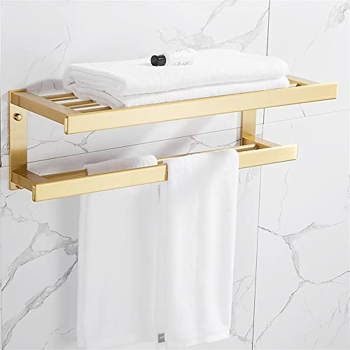 Porte-serviettes mural en aluminium brossé pour étagère de salle de bain