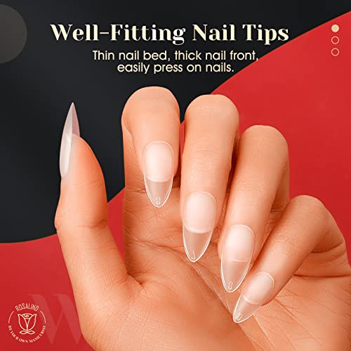 Image of 300PCS Full Matte Short Almond Gel Nail Tips,ROSALIND 15 Sizes Full Cover Almond Nail Tips Acrylic Fake Nails Extension Nail Art ,Soak Off Soft Gel Nail Tips DIY Nails Salon for Women (Pre-shaped No Filed)