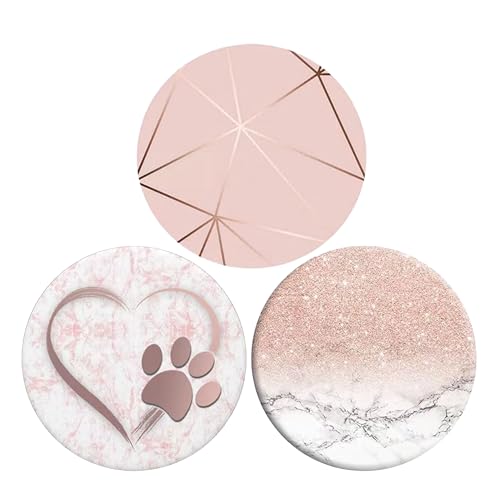 Foldable Phone Stand 360 Rotating Grip for Phones and Tablets (3 Pack) - White Heart Rose Gold Geometry Rose Gold Marble
