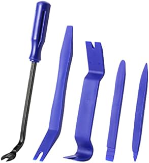 LivTee 5 pcs Auto Trim Removal Tool Kit, No Scratch Plastic Pry Tool Kit - Interior Door Panel Clip Fastener Removal Set for Vehicle Dash Radio Audio Installer (Blue)