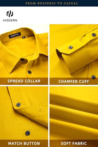 Image of HISDERN Mens Dress Shirts Long Sleeve Button Down Casual Shirts for Men Inner Contrast Formal Business Tuxedo Wedding Shirt