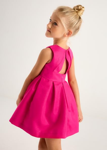 Mayoral Abito Vestito Elegante Satinato Cerimonia Bambina 5 Anni - 98 cm Color Magenta con Scollo Posteriore