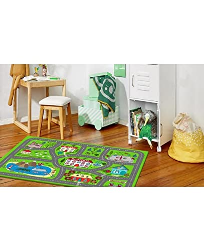 MANI TEXTILE TPS_CIRC_VILLA_80 Teppich, Polyester, Grün, 80 x 150 - Image 3