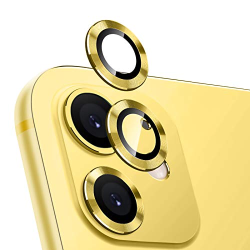 Woffoly Protecteur D'objectif de Caméra pour iPhone 11, Autocollant de Film de Couverture D'objectif de Caméra Individuelle en Verre Trempé, Cercle en Métal pour Accessoires iPhone Cover