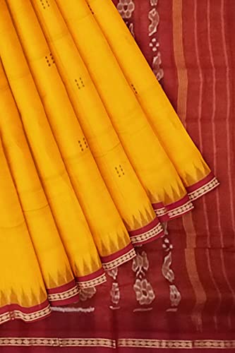 Image of Odisha Sambalpuri Handloom Ikat Women's Cotton Saree, Odisha Handloom Handmade Pure Cotton Khandua Saree, Ikkat Orissa Traditional Handloom Saree Without Blouse