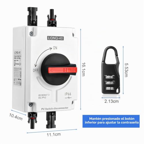Miniatura 2 de Offcup Disyuntor Dc, 1200v 32a Interruptor De Cc Fotovoltaico, Disyuntor Para Sistema Solares Fotovoltaicas, Ip66 A Prueba De Agua Protección Ultravioleta