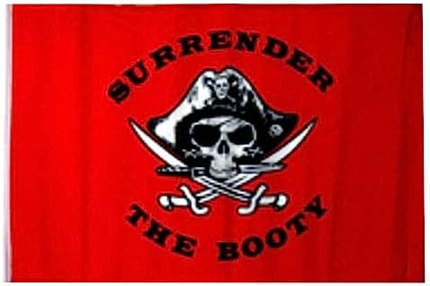 12x18 12"x18" Jolly Roger Pirate Surrender Booty Red Sleeve Flag Garden image 2