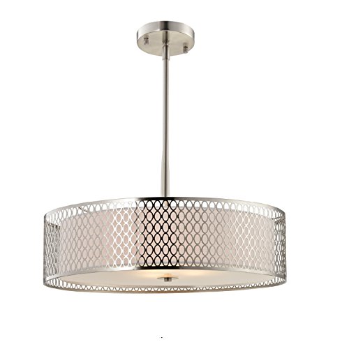 Woodbridge Lighting 16622STN Spencer 22 Pendant, Satin Nickel & Off-white Shade